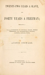 Book cover and portrait for Austin Steward's Twenty-Two Years a Slave