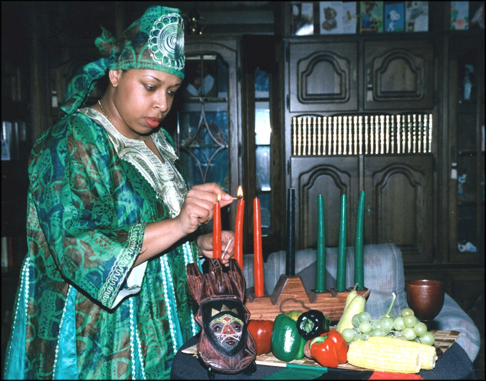 Kinara with seven candles representing Nguzo Saba
